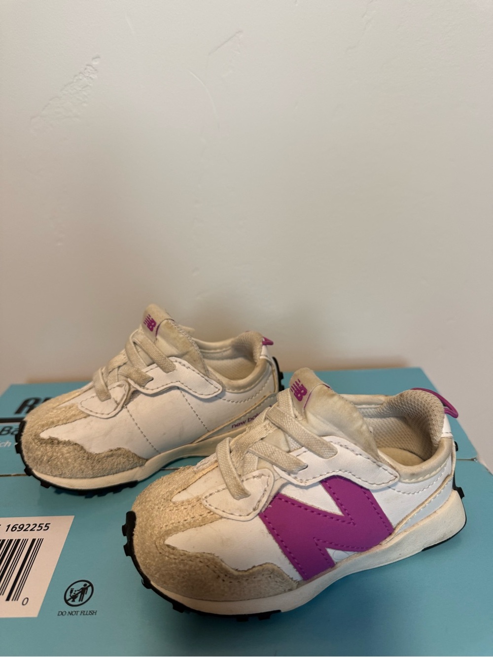New Balance Kids White & Purple Athletic Sneakers